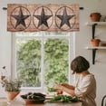 thumbnail image 6 of Western Star Retro Rod Pocket Curtain Valance, Country Farmhouse Brown Wooden Grain Farmhouse Window Valance for Living Room, Bedroom, Kitchen 42"W x 12"L, 6 of 9