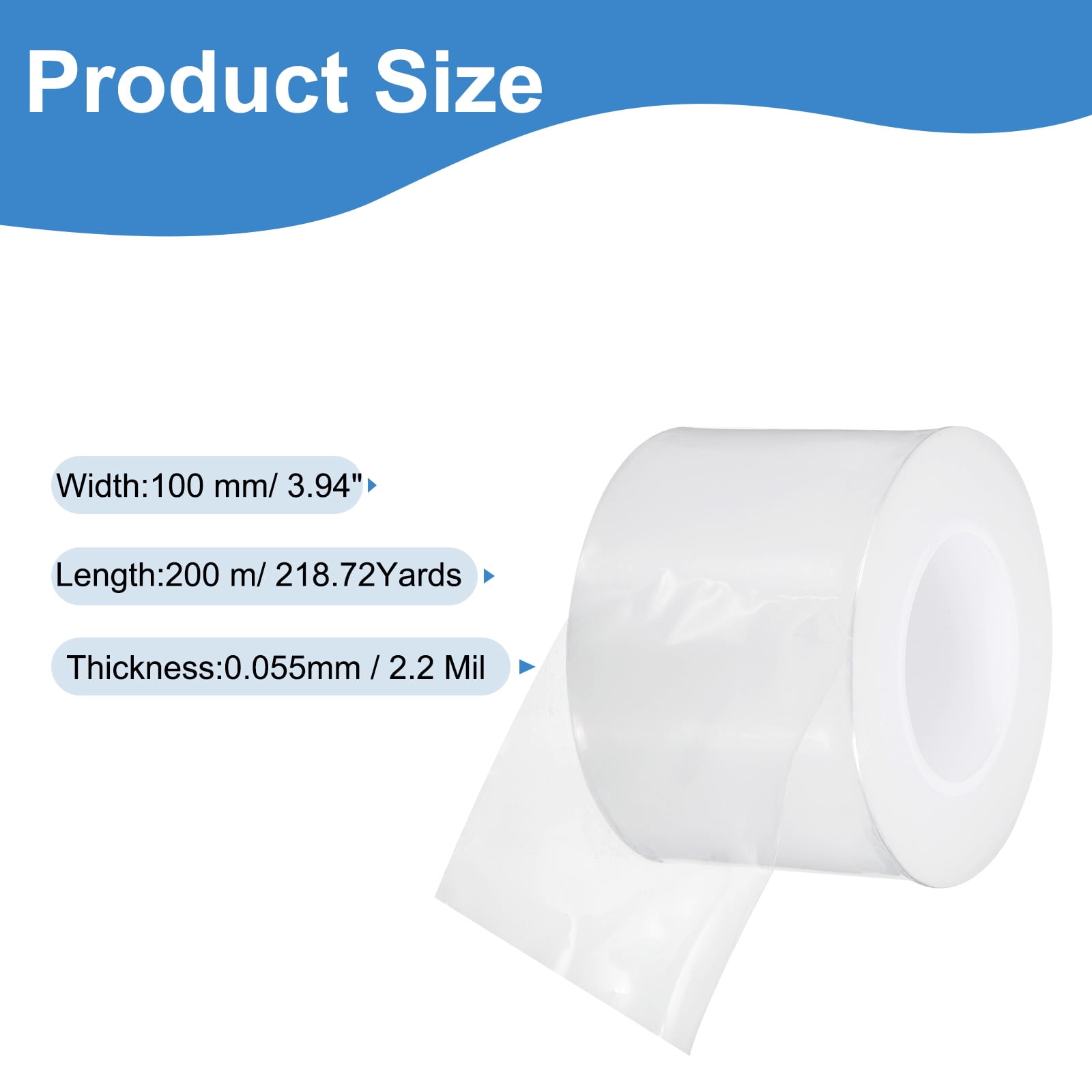 Removable Protective Film Tape, 4 Inch x 656 ft PE Surface Scratch Film Tape Clear