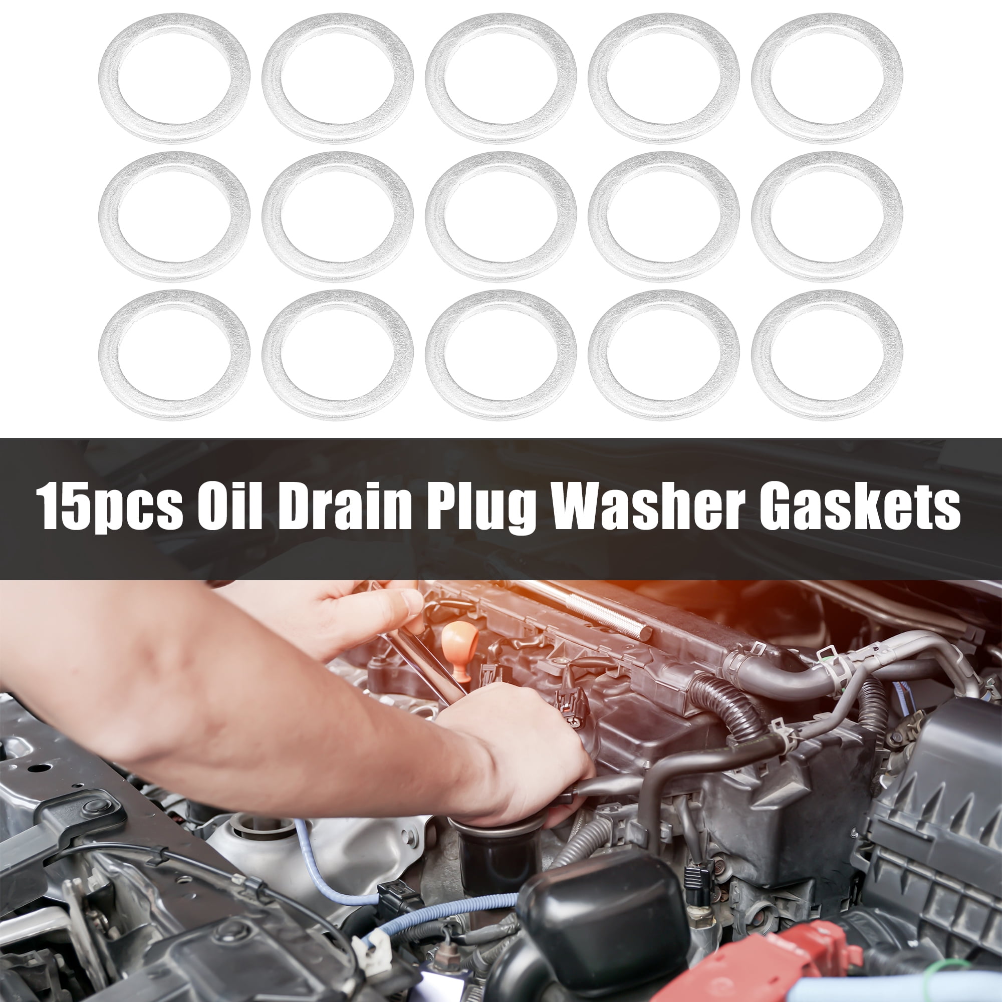 Unique Bargains 15pcs Oil Drain Plug Washer Gaskets Engine Crush Plug Gaskets 14x20x1.5mm