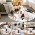 thumbnail image 5 of Round Rug 5Ft Washable Non-Slip, Pink Boho Circle Area Rugs for Living Room Bedroom, Vintage Ethnic Tribe Modern Abstract Art Indoor Floor Mats Carpet Runner for Home Decor Aesthetic, 5 of 8