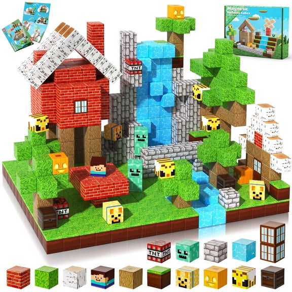 Magnetic Blocks-100PCS Magnetic Building Blocks, Magnetic Tiles Kids Build Cubes 2025 Upgraded STEM Game Toys, Christmas Birthday Gifts for Boys & Girls Ages 3
