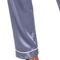 thumbnail image 4 of Silk Satin Pajamas Set Women Short Sleeve Sleepwear Soft Button Down Loungewear Pjs Set Light Blue XL(XL), 4 of 5