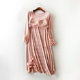 thumbnail image 4 of hotojiny Women Striped Nightgown Long Sleeve Soft Comfy Sleepwear Crew Neck Loose Loungewear with Built in Bra, 4 of 5