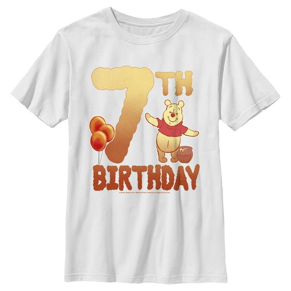 Boy's Winnie the Pooh 7th Birthday Pooh Bear  Graphic Tee White X Small