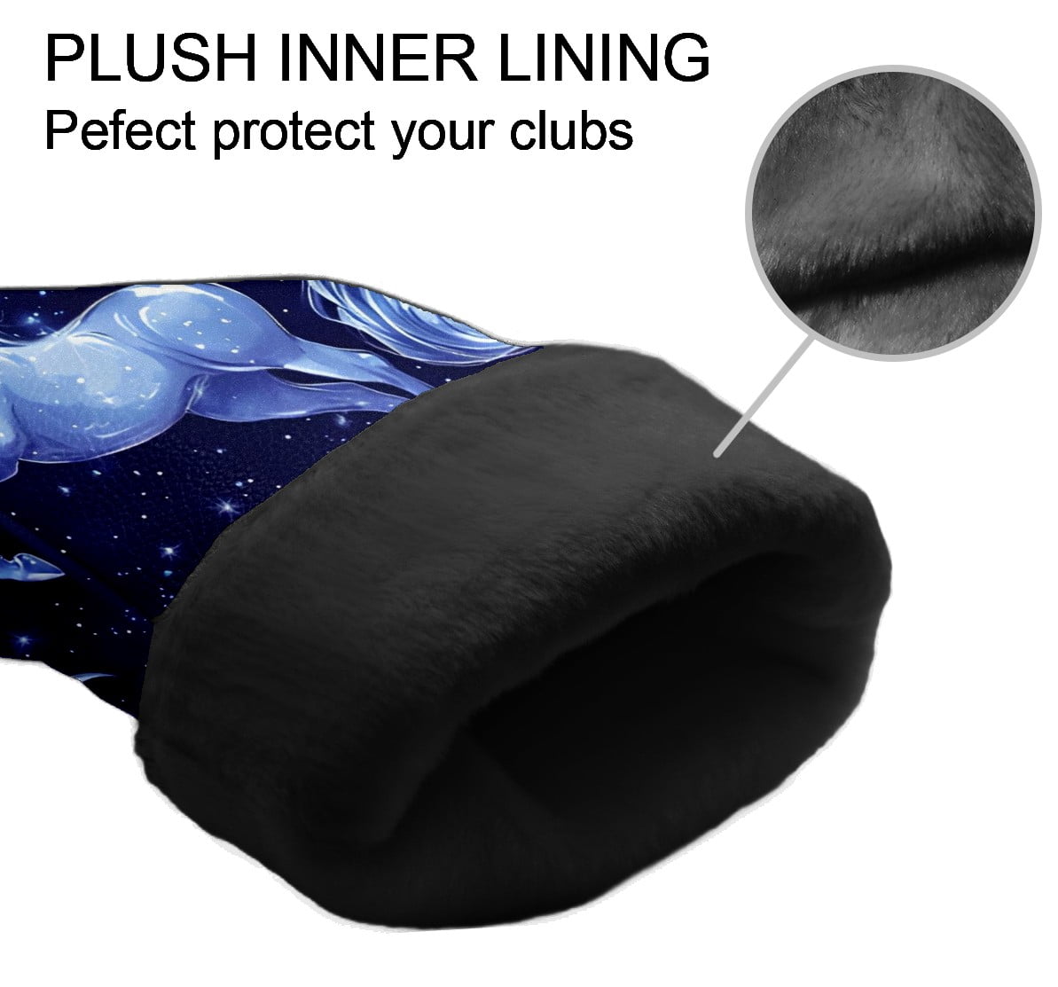 Golf Club Covers, Blue UnicornStar Premium PU Leather Driver Hybrid Putter Head Covers with Velvet Lining, Waterproof Golf Gifts for Men Women