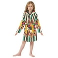 thumbnail image 6 of FORMRS Niños Bathrobe Unisex Hooded Robe Soft Plush Pajamas Sleepwear, Size 10-12T, Geometric Sun, 6 of 7