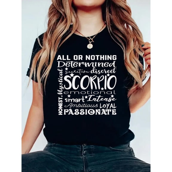 100% Cotton Scorpio Tee Shirt Zodiac Sign Birthday Gifts for Women Tops T-Shirt Women's Graphic Tee Casual Tops