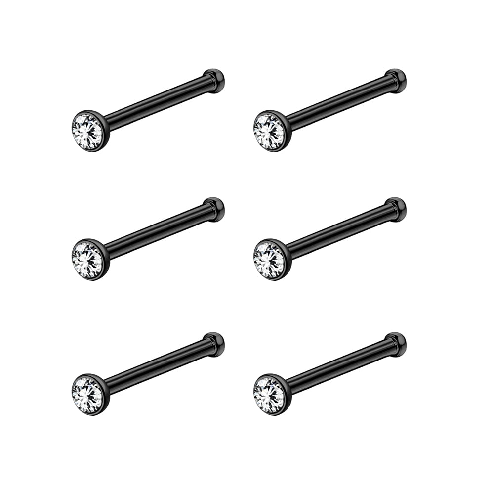 ZS Nasenpiercing Set 20G - L-förmige Nasenstecker Aus Edelstahl