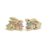 Set of 2 Laying Bunny Rabbits with Long Ears and a Bow 7"