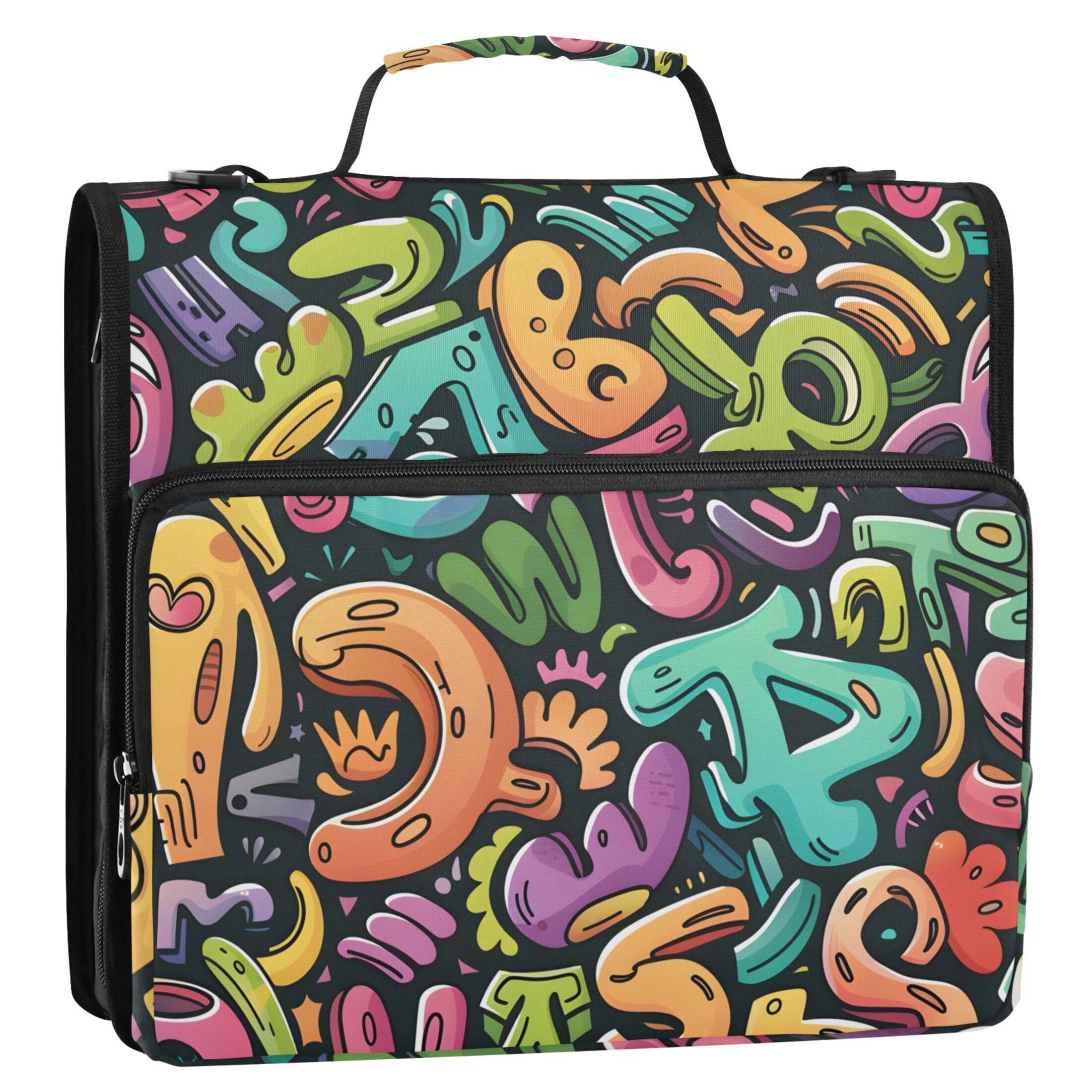 ALAZA Zipper Binder Funny Character 3 Ring Trapper Keeper File Folder Organizer Bag