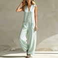 thumbnail image 6 of SimpleJoyi Women Striped Sleeveless V Neck Wide Leg Jumpsuit Button Front Pocket Relaxed Summer Romper, 6 of 6