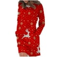 thumbnail image 2 of Pisexur Robe de Noël pour Femme, Mode Décontractée et Confortable, Manches Longues, Col Rond, Robe à Imprimé de Noël, Robe d'Invitée de Mariage pour Femme, Robe Évasée pour Fête de Noël, 2 of 4