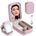 thumbnail image 1 of Funda para espejo de maquillaje BS-MALL Travel con LED rosa claro, 1 of 6