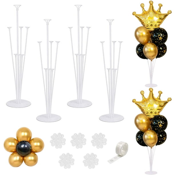 4 Sets of Table Balloon Stand Kit Balloon Sticks with Base Reusable ...