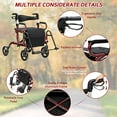 thumbnail image 4 of S AFSTAR 2-in-1 Rollator Walker with Seat, Folding Walking Aid with 8-inch Wheels, 6 Adjustable Height, Handle Brake, Upright Walkers for Seniors Elderly, Aluminum Frame Supports u, 4 of 7