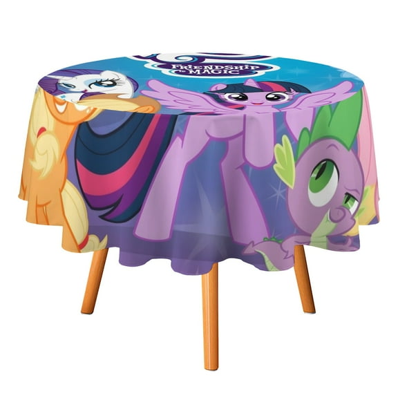 My Little Pony Friendship Is Magic-Theme Round tablecloth has an iconic print, fits most tables, and is easy to care for perfect gifts for fans friends and family.diameter60''(152cm)