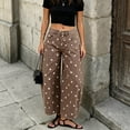 thumbnail image 5 of Womens Polka Dot Barrel Jeans Boyfriend Baggy High Rise Wide Leg Denim Pants with Pockets Brown S, 5 of 6