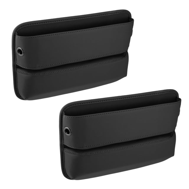 Unique Bargains 2pcs Car Seat Gap Filler Multi-function Car Organizer Console Side Pocket Storage Box Black