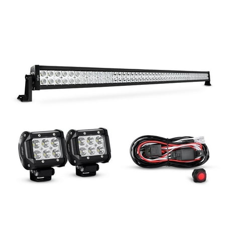 Nilight 52 Inch Spot Flood Combo Led Light Bar 2PCS 4 Inch 18W Spot LED Fog Lights With Off Road Wiring Harness, 2 years
