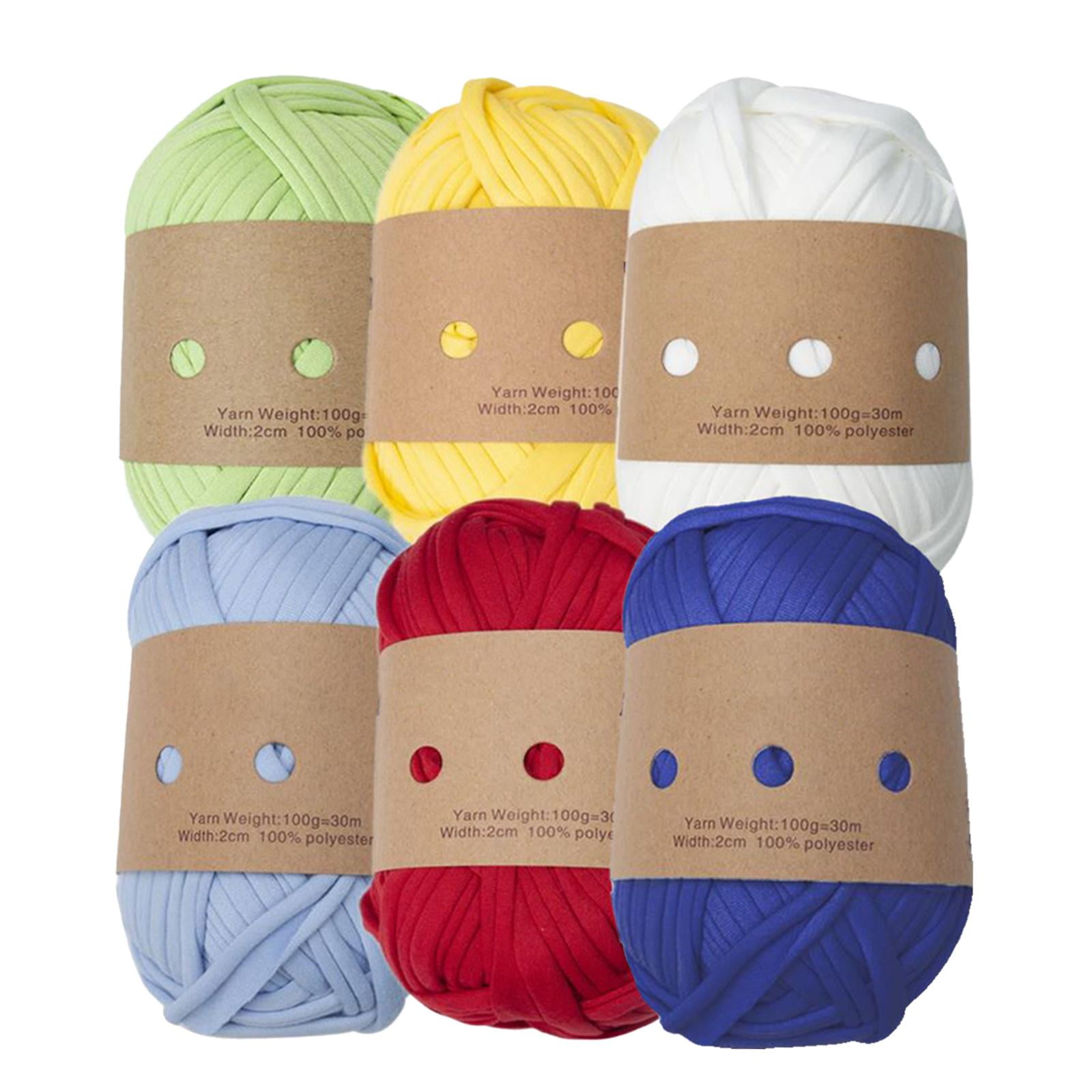 Knitting Yarn,Crocheting Knitting Yarn Set Chunky Tshirt Yarn,Fabric Cloth Thick Knitting Yarn Elastic Soft,Hand DIY Bag Cushion Knitted Crochet Cord Thread,Hand Knitting Blanket Mat Rug Yarn C