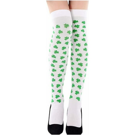 

Egebert St.patrick Day Socks Thigh High Socks Lucky Shamrock Wacky Over Knee Socks Holiday Fun for Women s Irish