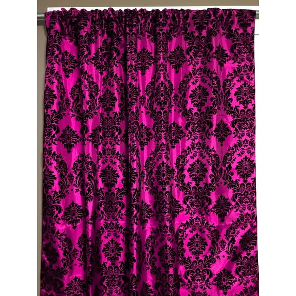 Flocking Damask Taffeta Window Curtain 56 Inch Wide Fuchsia