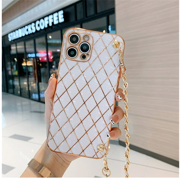 Funda de teléfono con cordón de cuero cruzado, carcasa con cadena para iPhone 11, 12, 13, 14 Pro Max, XR, X, XS, 7, 8 plus Fivean unisex