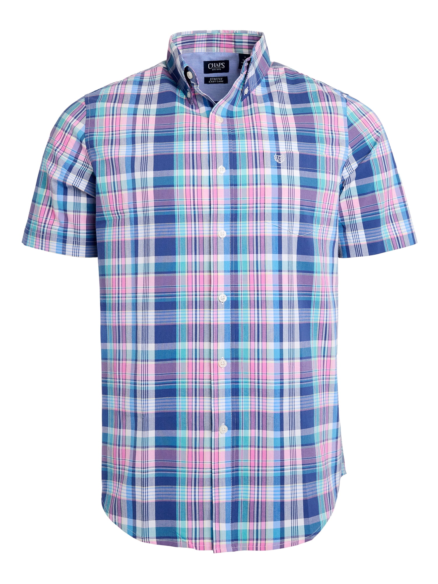 Chaps Men's & Big Men's Short Sleeve Easy Care Stretch Poplin Shirt, Sizes S-3XL