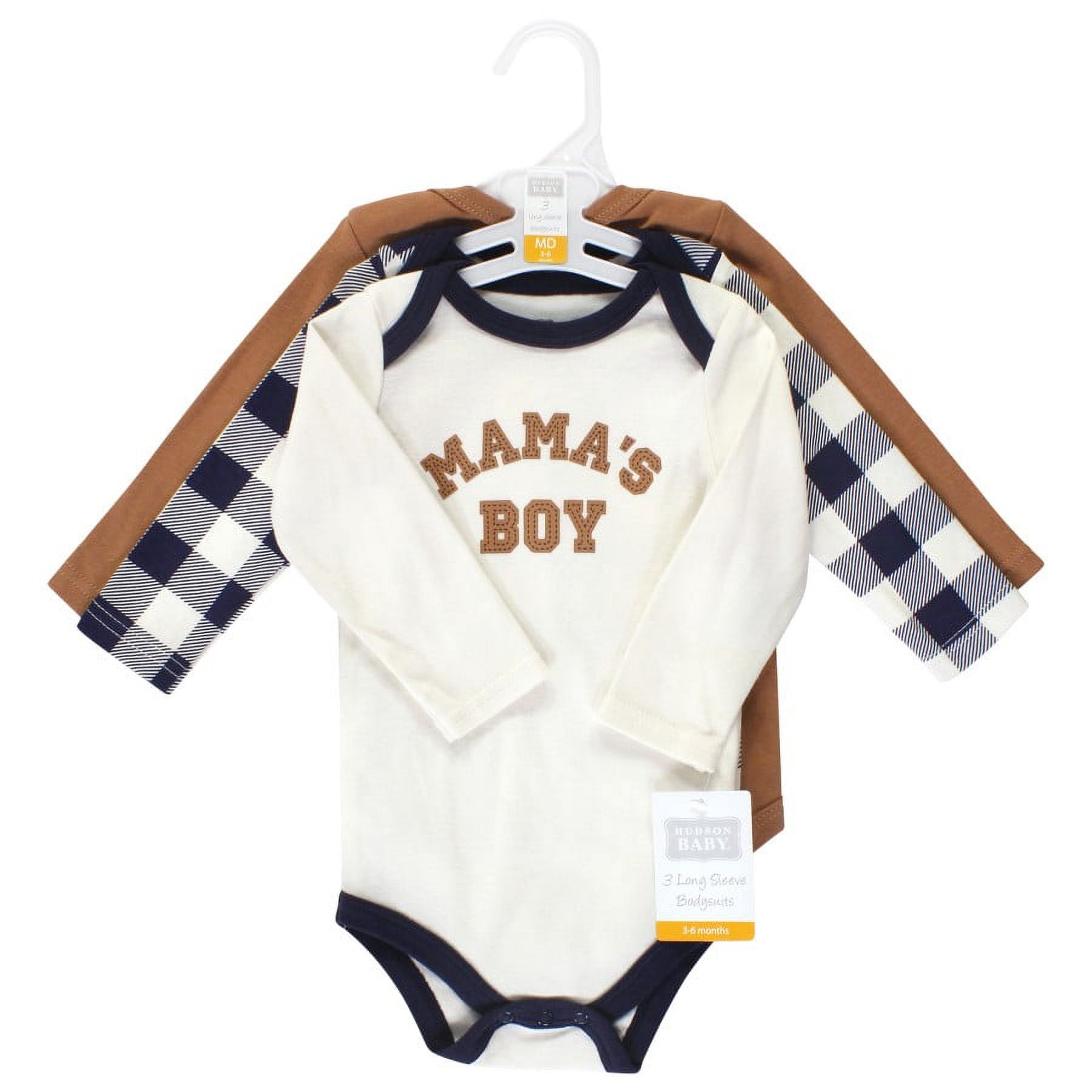 Hudson Baby Cotton Long-Sleeve Bodysuits, 3- Pack, Newborn- 24 Months