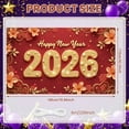 thumbnail image 2 of Red Background Happy New Year Banner Gold Lettering 2026 New Year Display Floral Pattern Festive Design New Year Backdrop for New Year Party Holiday Celebration Indoor Decor, 2 of 9