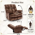 thumbnail image 3 of Oversized Recliner Chair 350 lb Weight Capacity, Home Oversized Velvet Manual Chair Recliner Overstuffed Arms and Back for Home Theater Living Room Brown, 3 of 9