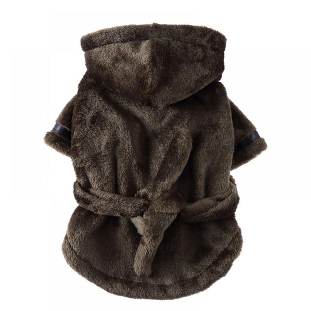 Dog Bathrobe Puppy Robe Dog Drying Towel Robe with Hooded & Waist Belt Easy Wear Super Absorbent Pets Drying Coat