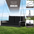 thumbnail image 3 of Pemberly Row 2 Person Patio Rattan Hanging Porch Swing Bench Chair Black, 3 of 8