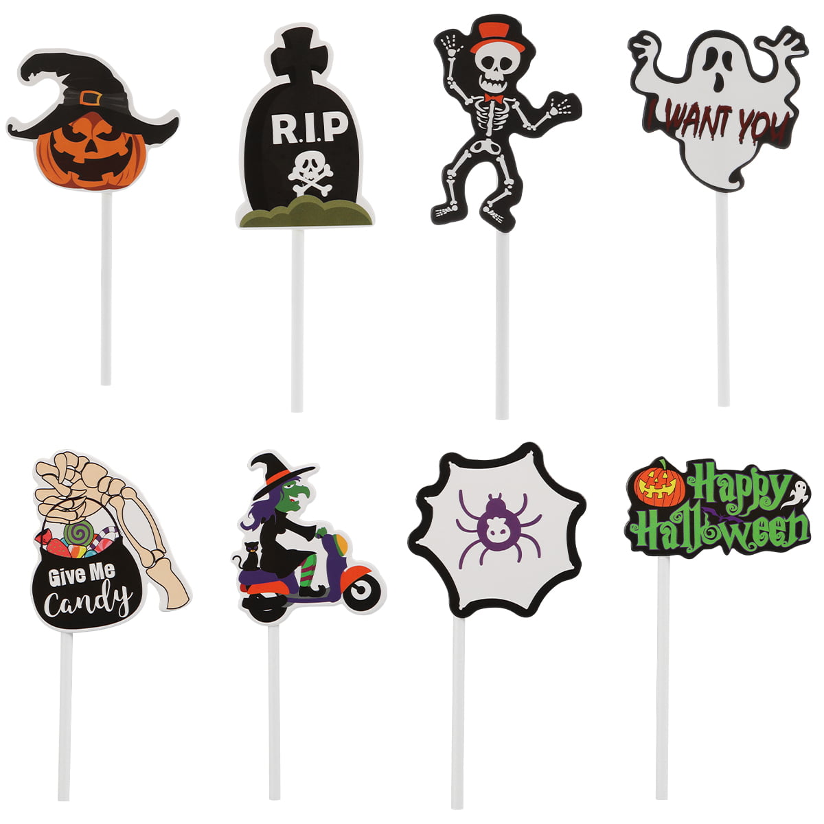 20 HAPPY HALLOWEEN CUPCAKE FLAGS Party Pick Food Flag Topper Decoration