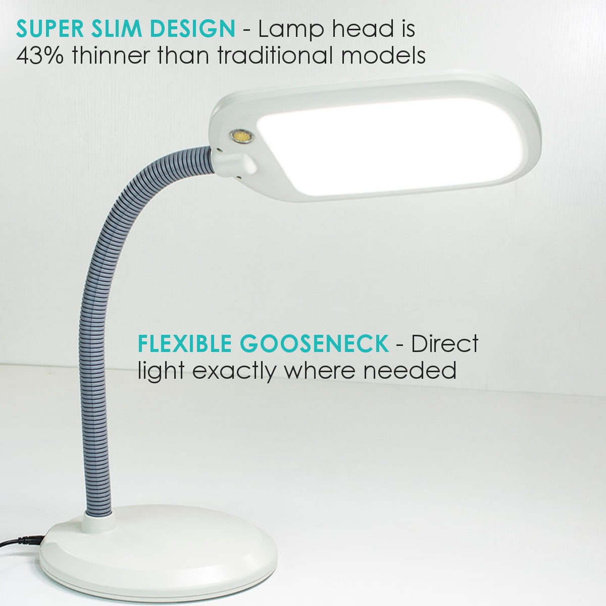 Led Bright Reader Natural Daylight Full Spectrum Desk Lamp Grey