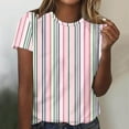 thumbnail image 2 of XIAfhje Women Summer Tops Short Sleeve Crewneck Striped Color Block T Shirts Casual Loose Tunic Tops Basic Tee Shirt Pullover, 2 of 4