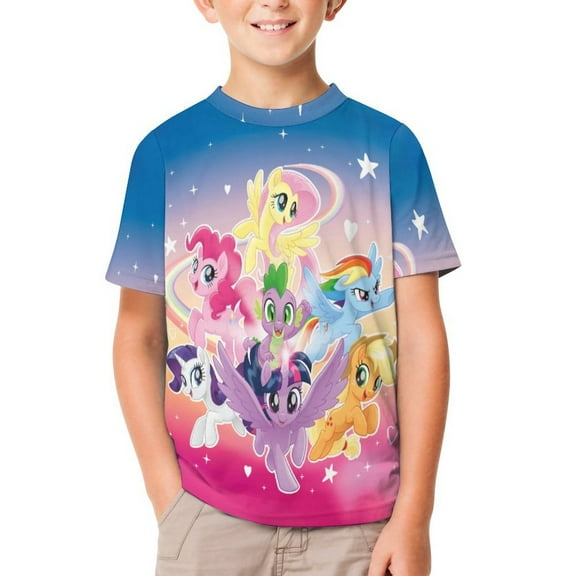 Kids My Lit-tle Pony Tees Cartoon Short Sleeve T Shirts 3D Print Graphic Tee for Youth Boys Girls