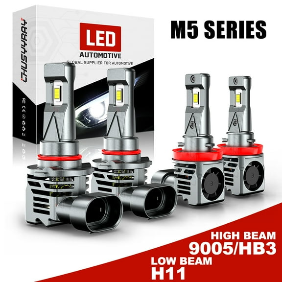 For Peterbilt 579 389 9005 H11 LED Headlight High Low Beam Bulbs Kit 6000K Pure White Qty 4