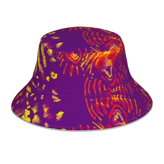 KLL Bright Textured Animal Bucket Hat for Women Men Packable Travel Beach Sun Hat Outdoor Rave Accessories Reflective Fisherman Cap
