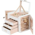 thumbnail image 7 of Jewelry Boxes for Women, 4 Layer Jewelry Organizer with 2 Doors for Necklaces Hanging and 2 Closet for Earrings Hanging, Large Jewelry Box with Mirror (White), 7 of 7