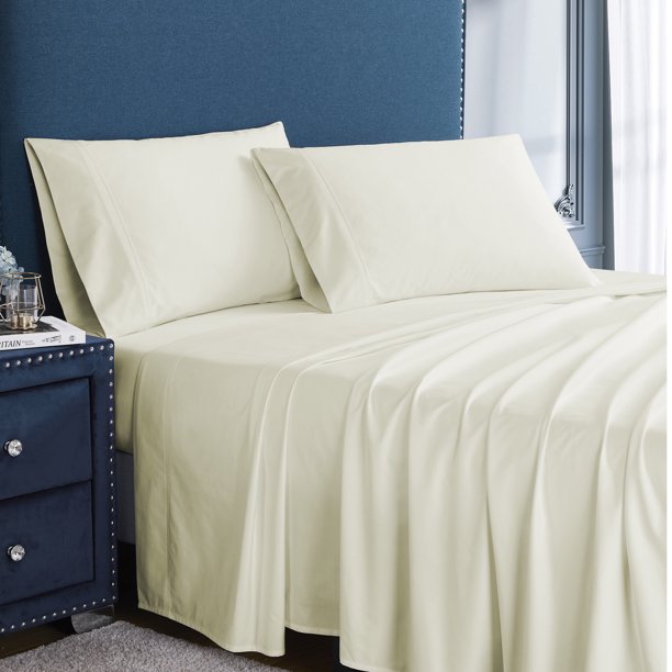Sweet Home Collection 400 Thread Count 100 Cotton Luxury Bedroom Sheet Set Queen Cream