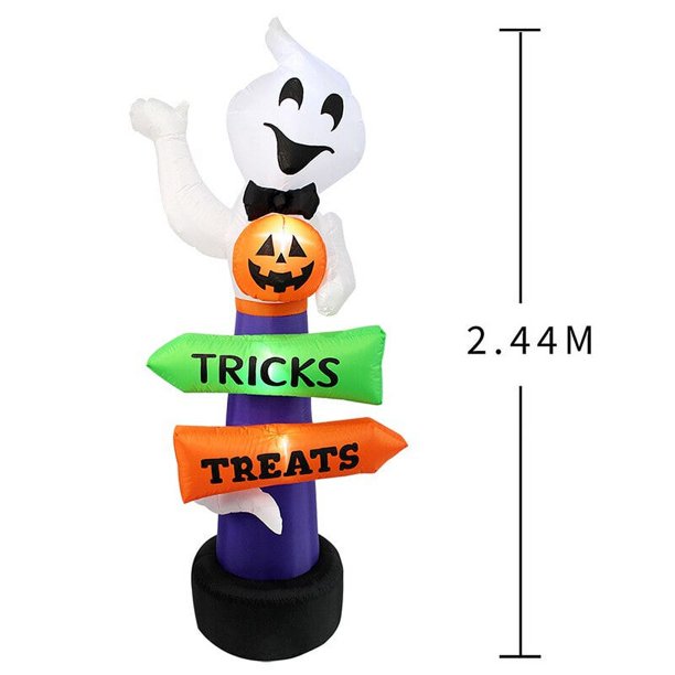 Fantasma inflable grande de Halloween, decoración de letreros de calle de calabaza, trucos o golosinas, suministros para fiestas festivas de Halloween, 2,4 m