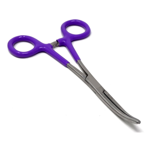 Acier Inoxydable Fishing Pliers Pêcheurs Attraper & Libérer Outil Dentelé, Poignée en Vinyle Violet 6 "Courbé