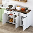 thumbnail image 2 of Catrimown Sideboard Buffet Cabinet, Mid-Century Kitchen Storage Cabinet with 3 Drawers & 3 Doors, Coffee Bar Cabinet with 3 Adjustable Shelves, White, 2 of 7