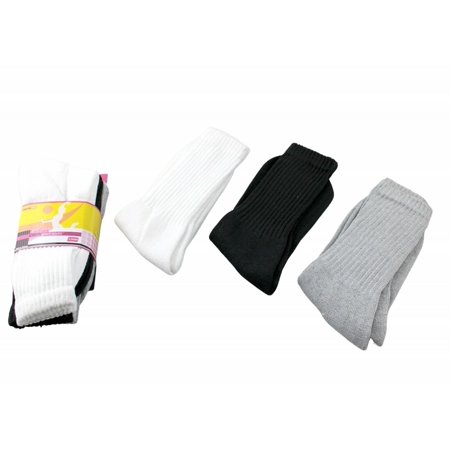 6 Pair Ladies Crew Socks Full Cushioning Toe and Heel 80% Cotton Blend