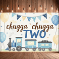 thumbnail image 5 of Cute Train Themed Backdrop Banner for 2nd Birthday Party Decorations with Balloons Clouds and Flags Photography Props Party Supplies Background Decor, 5 of 6