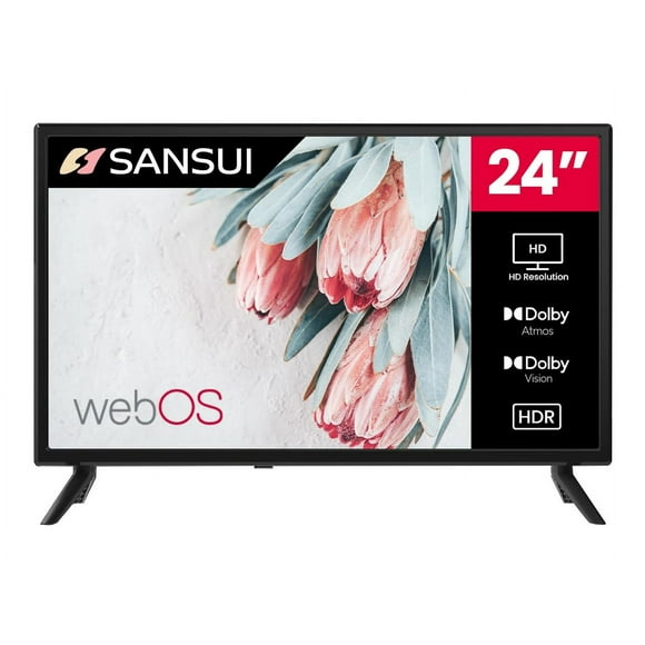 SANSUI 24 Inch Smart LED TV WebOS,Dolby Atmos&VisionHDR10,Game optimizer16w Speakers,Apple Home Compatibility,Dual-Band WiFi Bluetooth 5.0, Frameless 100 * 100VESA(S24TAHW)