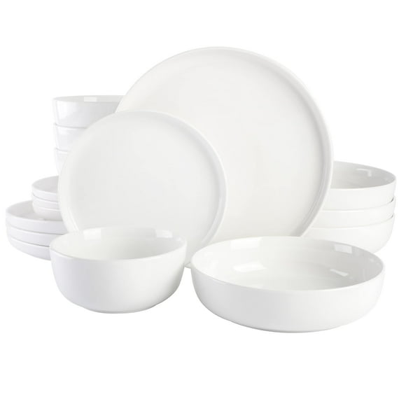 Juego de vajilla Gibson Home Oslo de porcelana, 16 piezas, blanco