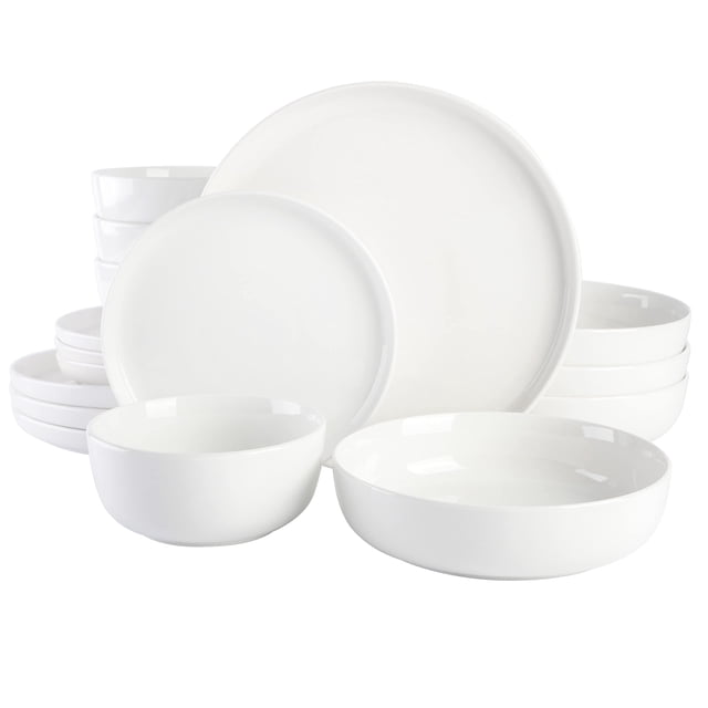 Juego de vajilla Gibson Home Oslo de porcelana, 16 piezas, blanco