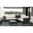 thumbnail image 1 of Patio Conversation Sets for Backyard, 4 Pieces Outdoor Wicker Patio Furniture Set with Seat Cushions & Tempered Glass Dining Table, Wicker Sofa Sets for Porch Poolside Backyard Garden, SS1057, 1 of 8